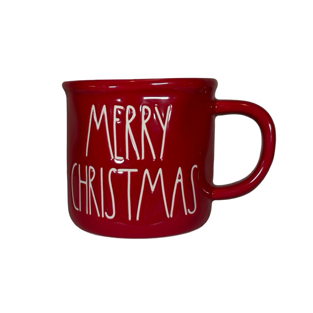 Rae Dunn Merry Christmas Red Ceramic Mug Large Letter Magenta Holiday Coffee Cup